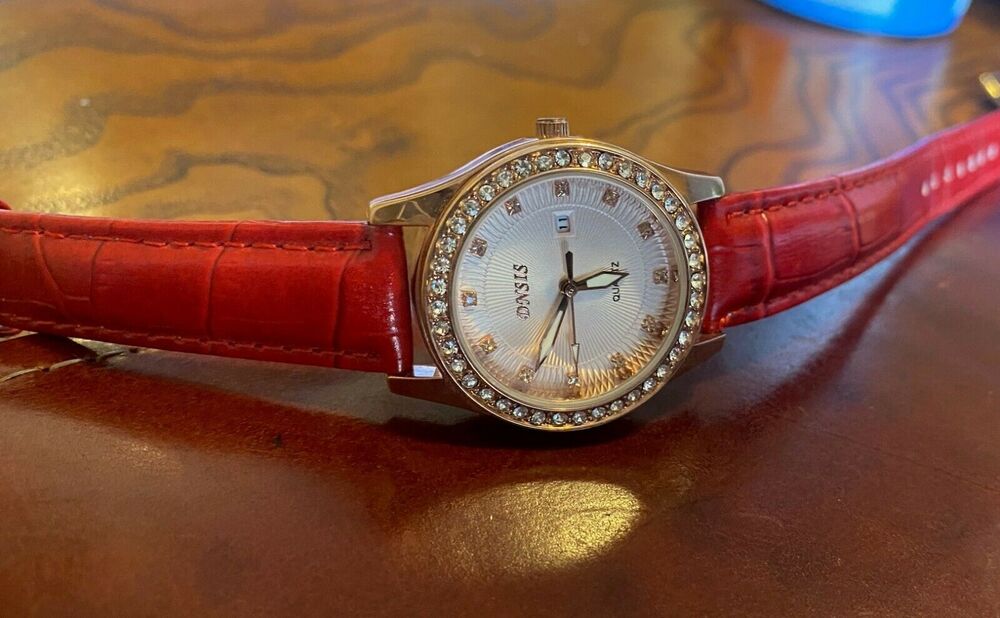 Women's 32mm DNSIS Watch, Rose Gold Tone, Crystal accents, WR, Leather Band